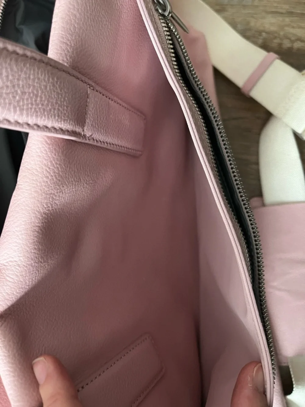 Away Pink Leather Weekender Travel Bag with Removable Strap - Picture 10 of 14